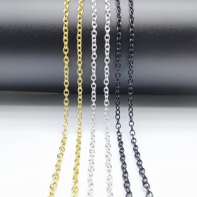 60 Feet Metal Iron Necklace Chains 3mm Bulk Curb Link Chain - Image 7