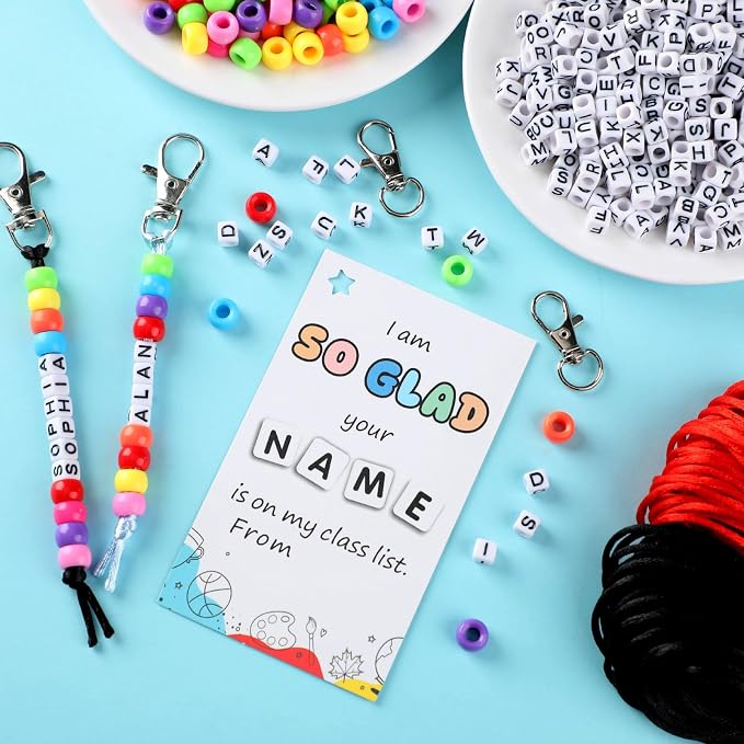 Suncalla 984 Pcs 24 Set Back to School Keychain Making Kit DIY Bead Craft | - Image 2
