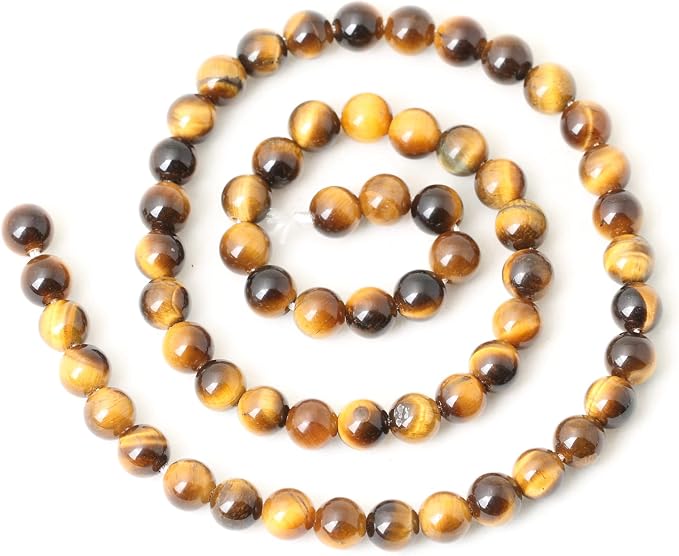 60PCS 6mm Natural Yellow Tiger Eye Stone Gemstone Round Loose Beads - Image 2