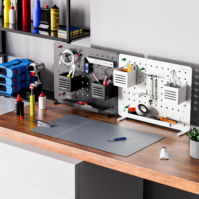 PEGZONE Clamp on Desk Pegboard, 16.5" x 12.6", - Image 7