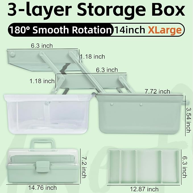 TERGOO 14in 3-Layer Multipurpose Craft Organizers and Storage - Image 2