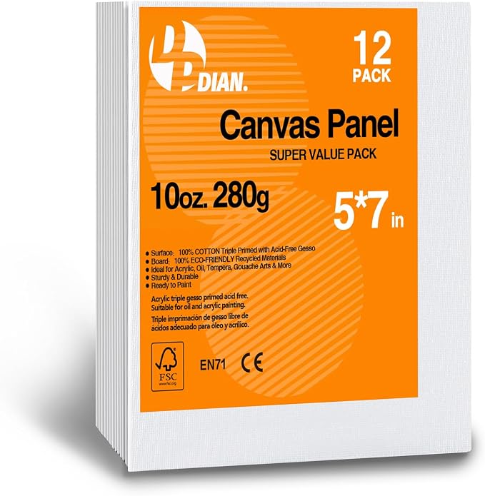 Canvas Boards for Painting 5x7 Inch, Watercolor by DPDIAN