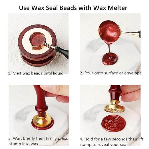 Antique Gold 300 Pcs Wax Seal Beads, Sealing Wax Beads, Refilling Octagon Wax - Image 7