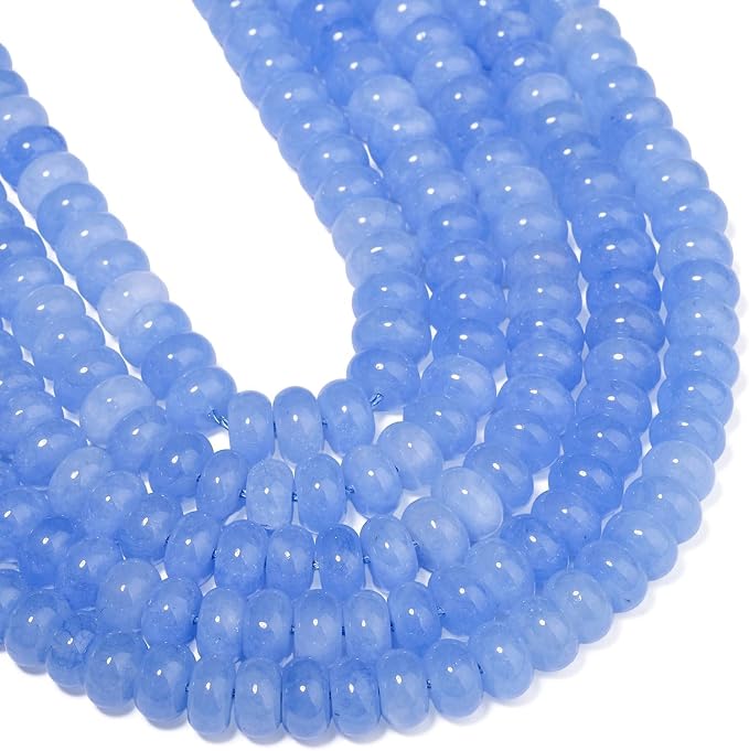 Songxi 5x8mm Natural Light Blue Colored Jade Stone Rondelle Beads, Gemstone - Image 7