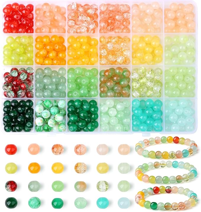 DUQGUHO 8mm Red Yellow and Green Beads by DUQGUHO