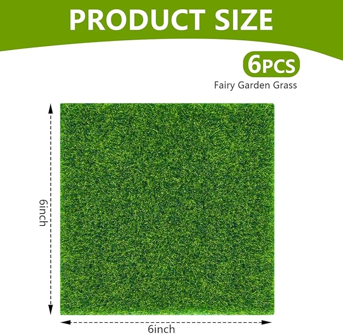 KISEER 6 Pack Fairy Garden Grass 6 x 6 Inches Miniature Artificial Craft Grass - Image 2