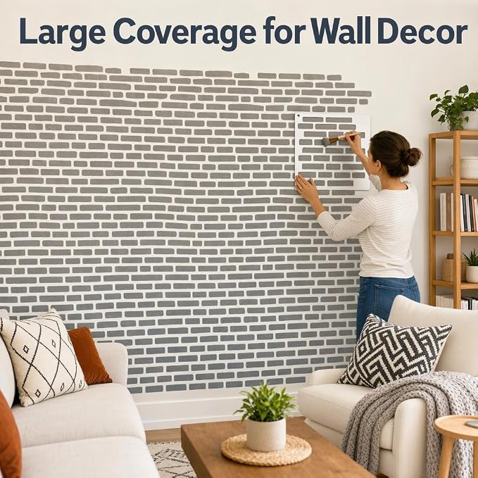 12 Inch Geometric Stencils for Painting, PET Texture Pattern Templates for - Image 2