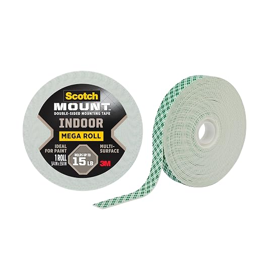 Scotch-Mount Indoor Double-Sided Mounting White Tape Mega Roll, 3/4 in x 350 in by Unknown