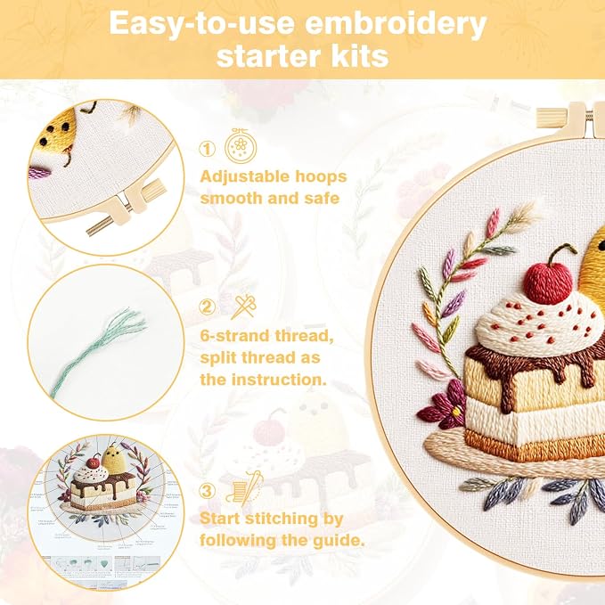 RidaaFri Embroidery Kit for Beginners, Includes Hoop, Step-by-Step Guide - Image 6