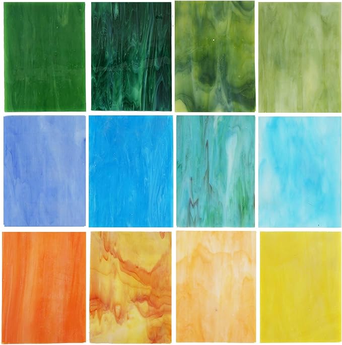 Lanyani Variety Stained Glass Sheets Pack, 4 x 6 inch Large Cathedral Glass by LanyaniArtGlassMosaics
