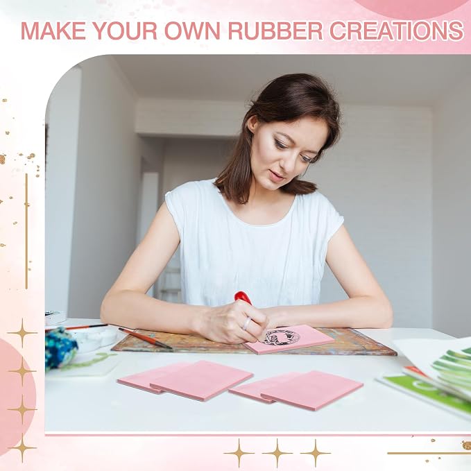 Frienda 30 Pack 4"x6" Rubber Stamp Carving Blocks Bulk Rubber Carving Linoleum - Image 5