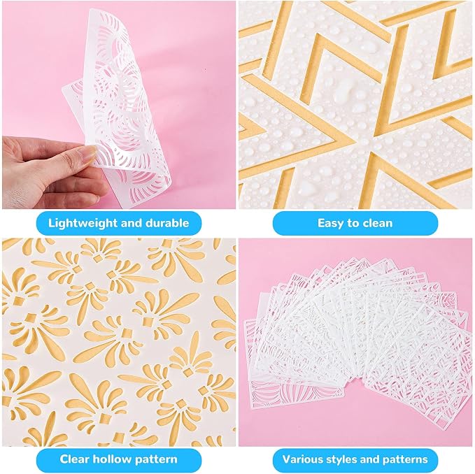 Tinlade 36 Pack Geometric Painting Stencils Set, Reusable Mandala Templates - Image 5