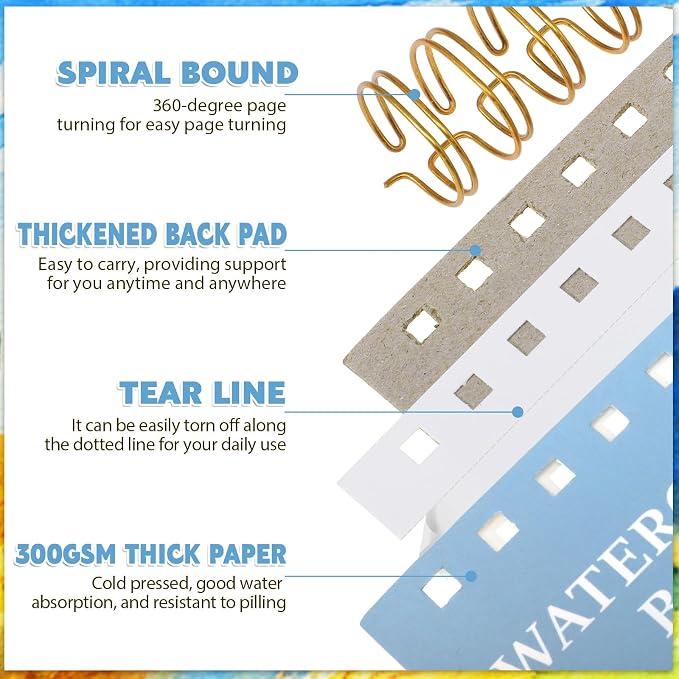 35 Sheets Watercolor Paper Pad 3.5x5.5 Inch, 140 lb/300 GSM Cold Press Water - Image 3