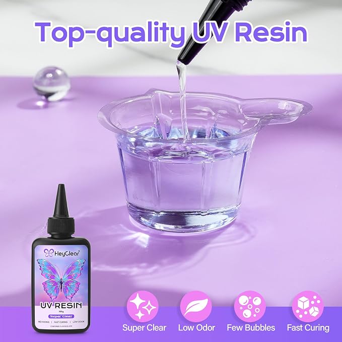 HeyClear 100g UV Resin kit -Super Clear, Hard Premixed and Fast Curing - Image 4