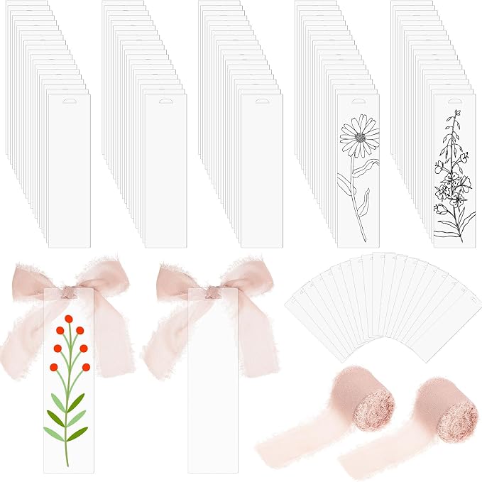 Yeaqee 100 Pcs Acrylic Bookmark Blanks Clear Bookmarks Acrylic Tags by Yeaqee