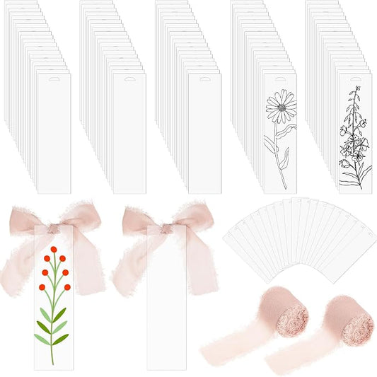 Yeaqee 100 Pcs Acrylic Bookmark Blanks Clear Bookmarks Acrylic Tags by Yeaqee
