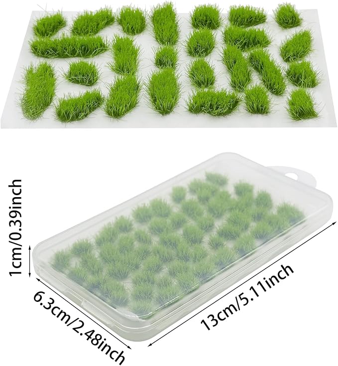 Woohome 78 PCS Static Grass Tuft 2 Size Model Grass Tufts Green Miniature Grass - Image 5