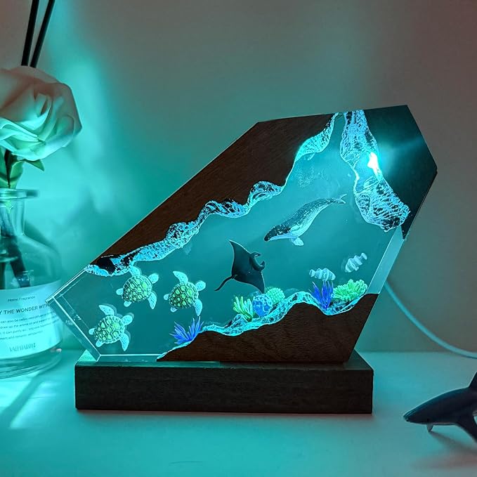 Humpback Whale Ocean Resin Lamp, Handmade Resin Night Light - Image 6
