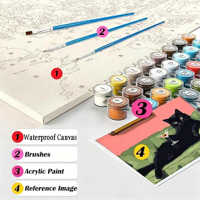 GEMFAMILY Black Cat Paint by Numbers Kit - Image 6