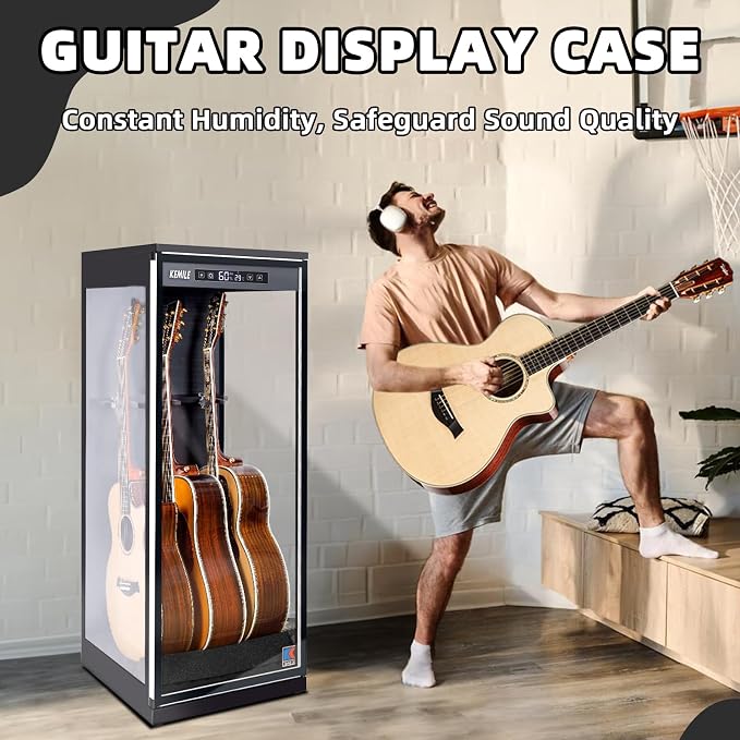 Humidity Guitar Display Case 270° Glass Lockable Guitars Ukuleles | Humidity - Image 4