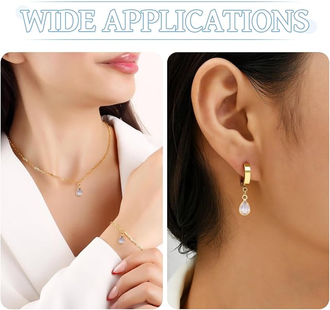 FASHEWELRY 10Pcs Teardrop Cubic Zirconia Charms Real 18K Gold Plated Crystal - Image 4