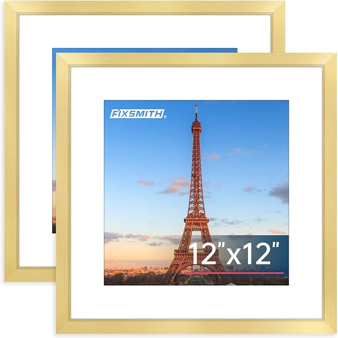 FIXSMITH 12x12 Picture Frame Gold Set of 2, Photo Frame by FIXSMITH