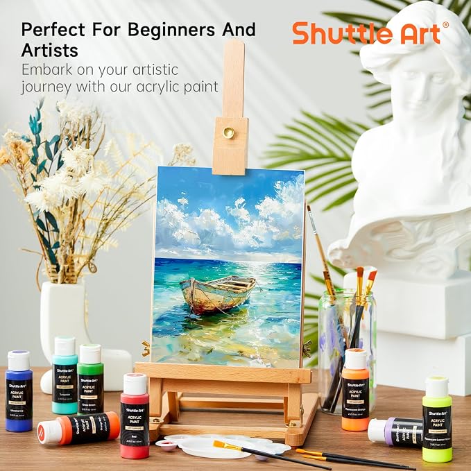 Shuttle Art Acrylic Paint, 25 Colors Acrylic Paint Set, 2oz/60ml Bottles - Image 6