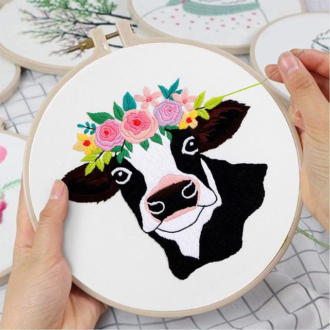 Louise Maelys Cow Beginners Embroidery Kits, Cross Stitch Starter kit - Image 4