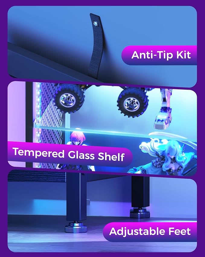AODK Display Case with LED Lights, Display Cabinet with Open Glass Shelves - Image 6