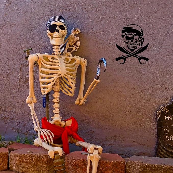 Pirate Skull Stencil Template 11.8 x 11.8 Inch Plastic Reusable Skull Horror - Image 6