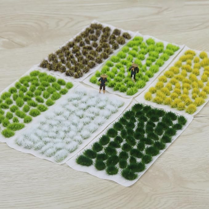 Woohome 78 PCS Static Grass Tuft 2 Size Model Grass Tufts Green Miniature Grass - Image 8