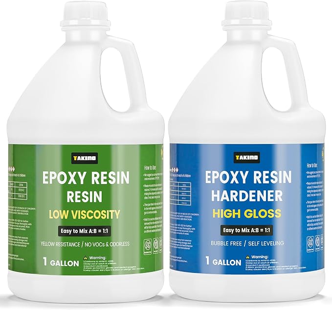 TAKIMO 2 Gallon Crystal Clear Epoxy Resin Kit, Bubble Free Self-Leveling Resin by TAKIMO