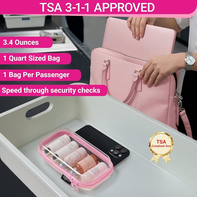 YQBRAO 6 Pack Soft Pink Clear Hard Shell Zipper Case, 1.2mm Crush-Proof Makeup - Image 7