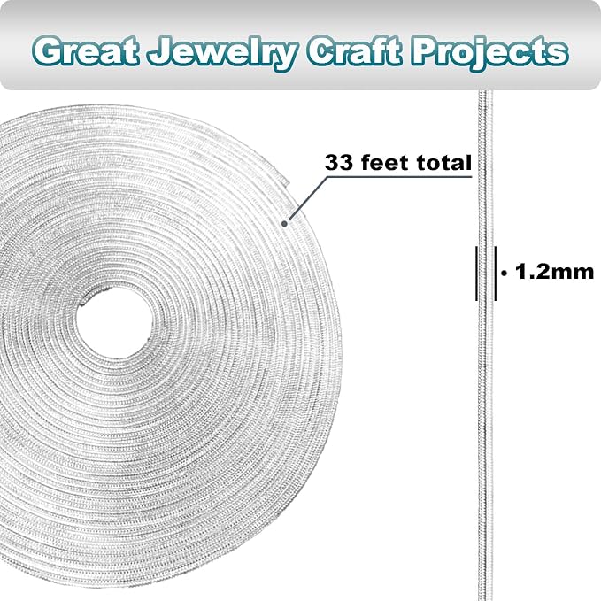 Jishi 33ft Silver Snake Chain 1.2mm Jewelry Making Chains - Image 3
