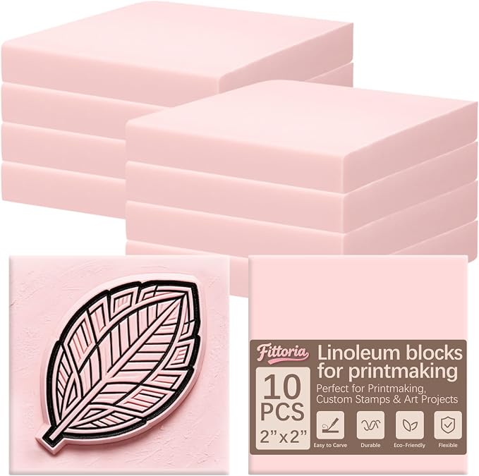 10Pcs Square Linoleum Blocks for Printmaking, 2x2in Premium Rubber Stamps by Unknown