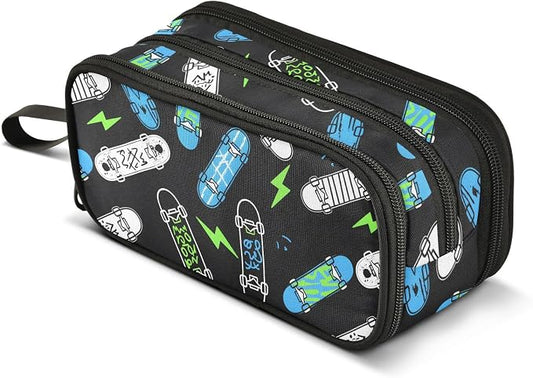 Skateboard Lightning Pencil Case Box Boys Girls Large Pencil Pouch Zipper by BOENLE-WELCOMEYOURCOMING