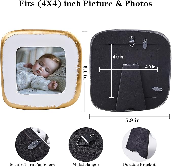 4x4 Picture Frame, Ornate Photo Frame, Hand-Crafted Resin Table Frame, Hanging - Image 3