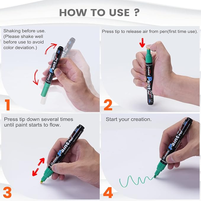Overseas 3 Pack Red Acrylic Paint Pens Paint Markers Medium Tip | Waterproof - Image 7