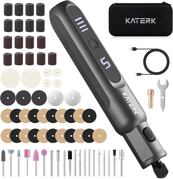 Katerk 3.7V Mini Cordless Rotary Tool Kit, 5-Speed Mini Craft Tool | 70 Pcs by Katerk