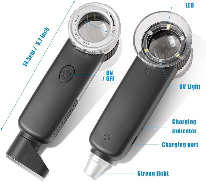 30X Jewelry Loupe with 7 Light, USB Rechargeable Foldable Handheld Magnifying - Image 2
