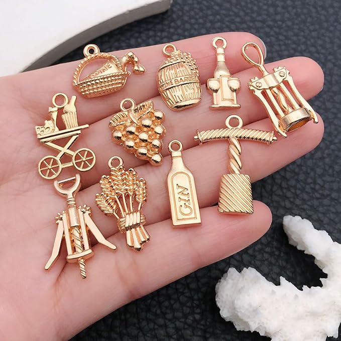 WOCRAFT 60pcs KC Gold Wine Charms Bracelet Charms - Image 2