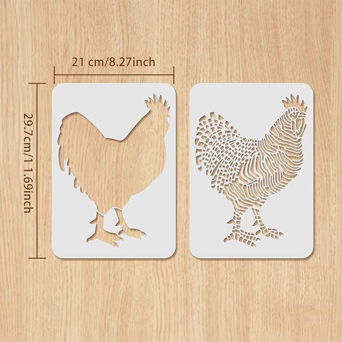 ORIGACH 2 Pcs Large Layering Coloring Dominique Chicken Stencil - Image 2