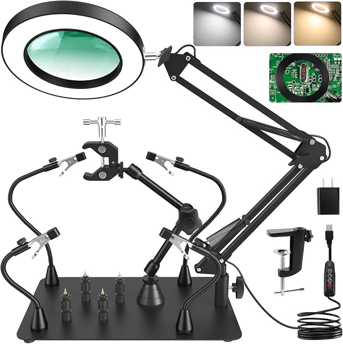Helping Hands Soldering Station, 12X Magnifying Glass by MagnieOpti