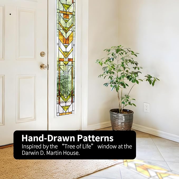 Faux Stained Glass Effect Transparent Window Film, Original Hand Drawn Static - Image 2