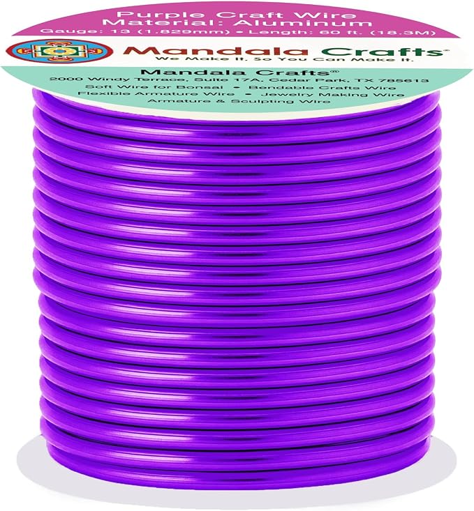 Mandala Crafts 13 Gauge Purple Anodized Aluminum Craft Wire, 60 FT | Colored - Image 2