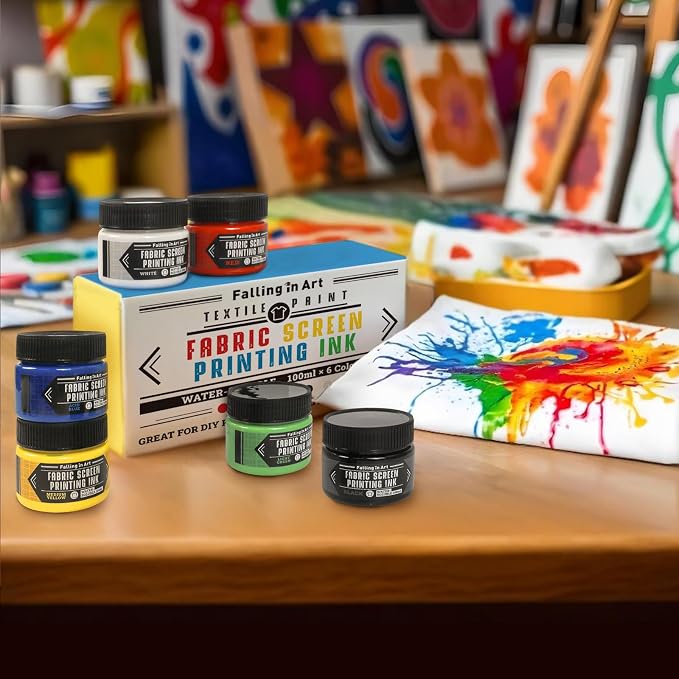 Falling in Art Fabric Screen Printing Ink Set, 4-Ounce Permanent Fabric Paints - Image 7