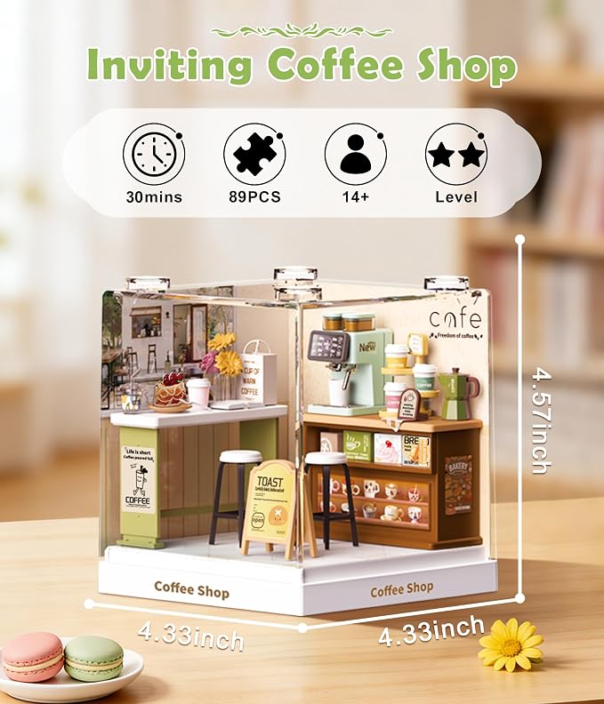 Coffee Shop Miniature House Kit, Plastic DIY Dollhouse - Image 2