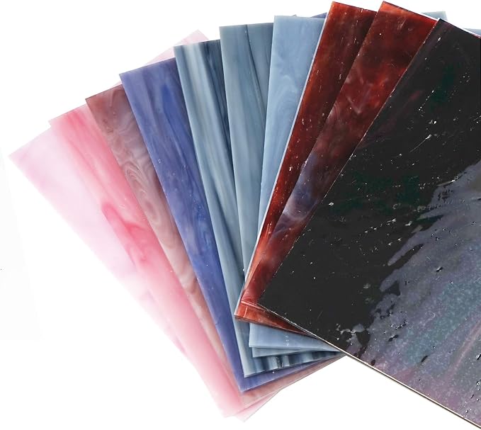 Lanyani（10 Sheets）Variety Stained Glass Sheets 4 x 6 inch Opal Art Glass Pack - Image 6