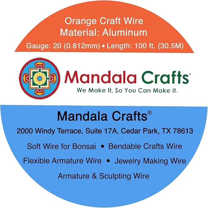 Mandala Crafts 20 Gauge Orange Anodized Aluminum Craft Wire, 100 FT | Colored - Image 3