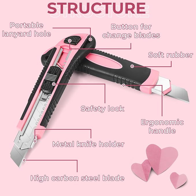 3-Pack Box Cutter, 18mm Wide Blade Utility Knife Retractable, Exacto Knife - Image 5